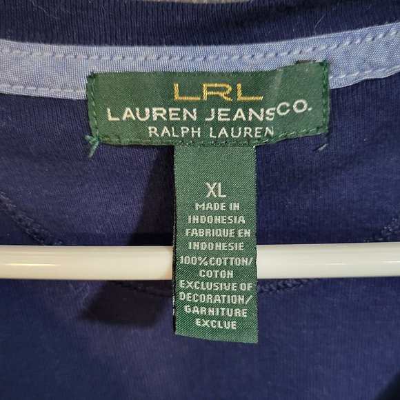 Lauren Jeans Co. by Ralph Lauren Button Front Henley in Navy Blue - Size XL - Picture 5 of 6